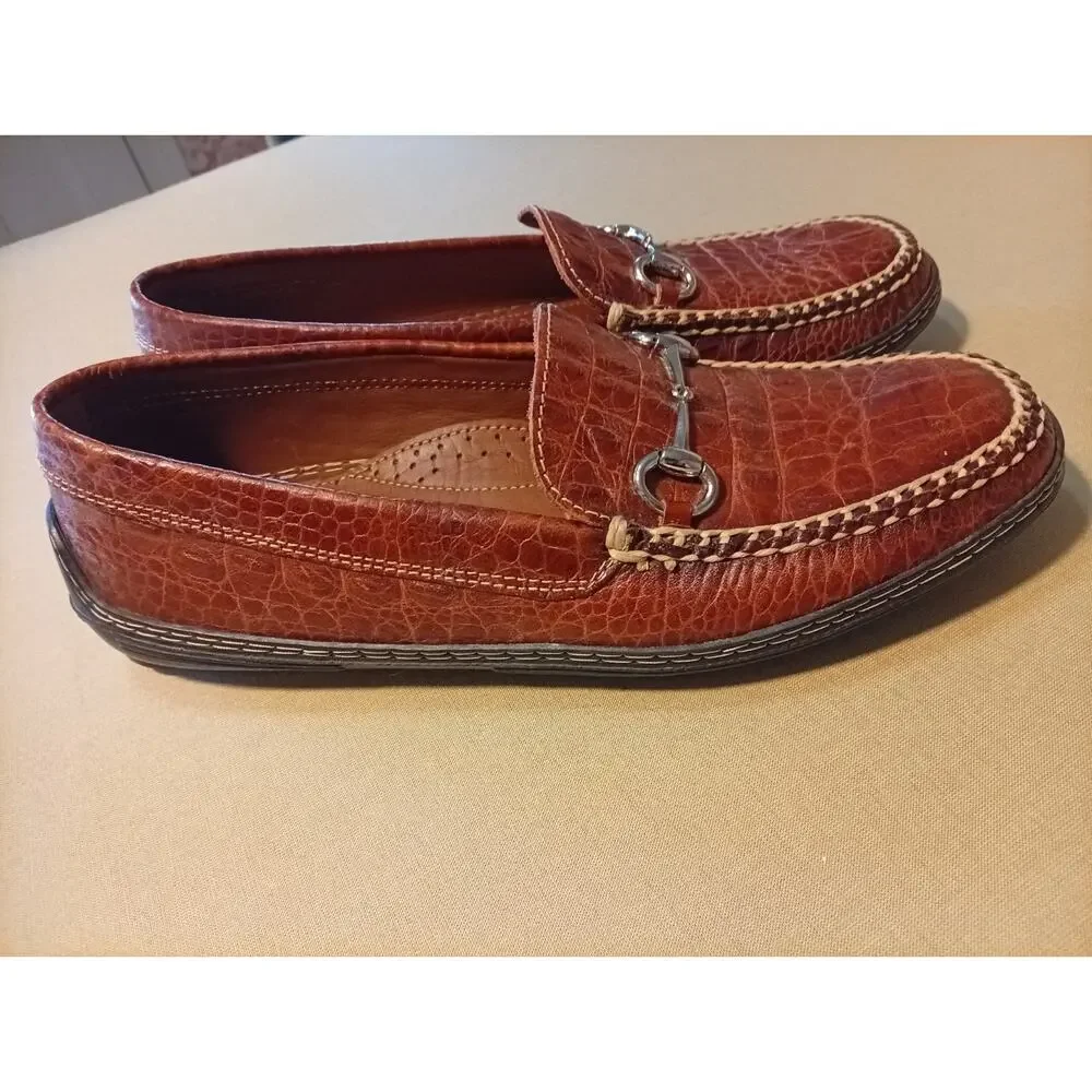 T.B. Phelps Men's Shoes 9M Croc Driving Loafers Leather Hornback